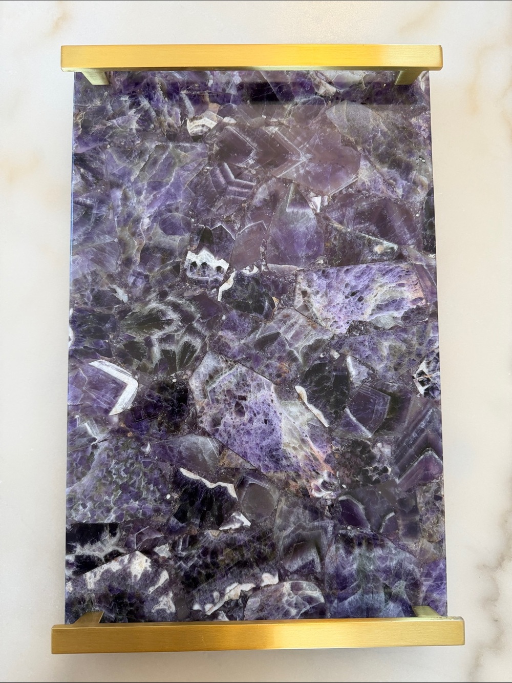 Kendra Scott Chevron Amethyst Slab and Brass Tray
